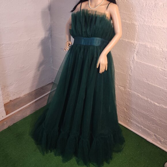 City Studio Emerald Green Spaghetti Strap Ruffle Long Ball Gown Juniors Size 17 - Picture 5 of 9